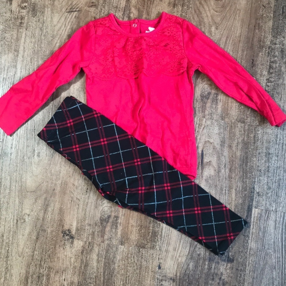 Matching outfit - plaid so cute ! Size 18/24 months girls